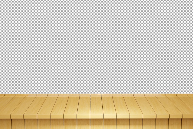 PSD wood table top front view 3d render isolated