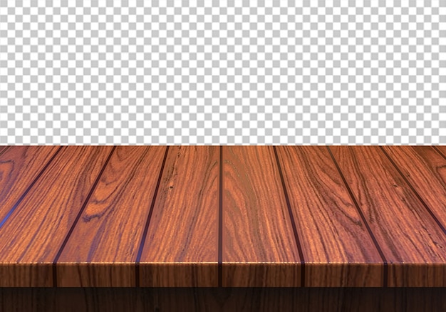 Wood table top isolated on transparent background