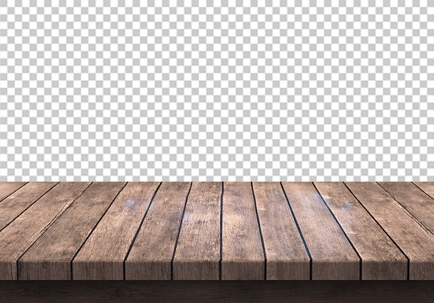 PSD wood table top isolated on transparent