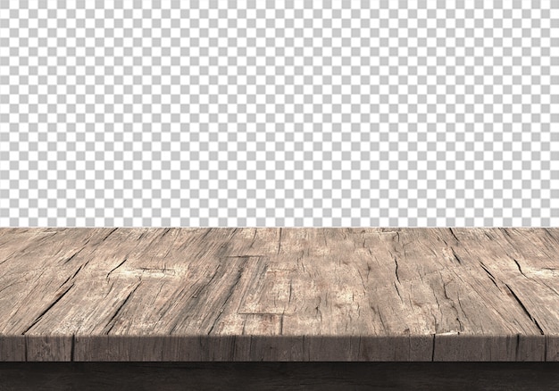 Wood table top isolated on transparent