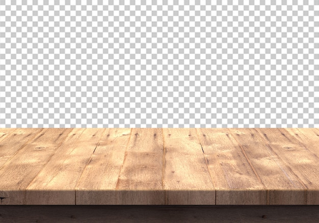 Wood table top isolated on transparent 