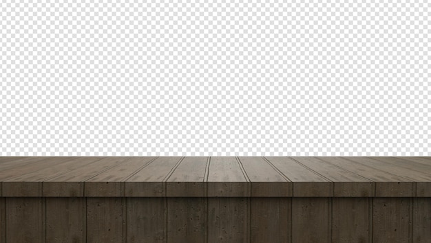 wood table top isolated on transparent