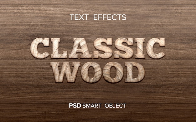 PSD mock-up effetto testo in legno