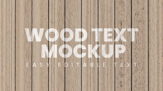 PSD wood text effect mockup easy editable