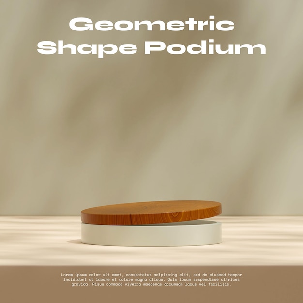 Wood texture and green podium in square with gobo light in the background, 3d render empty scene