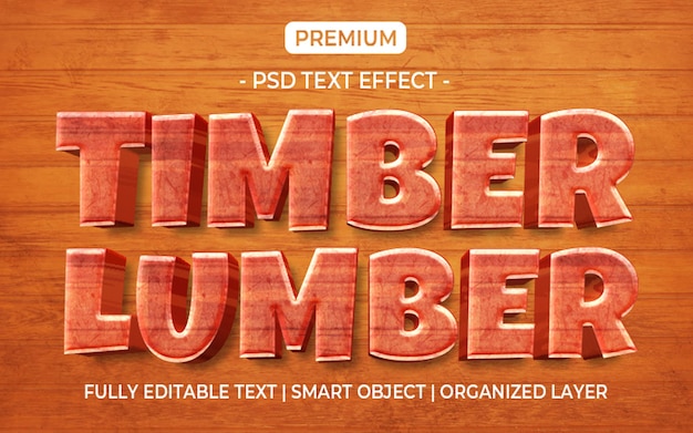 Wood timber lumber text effect template