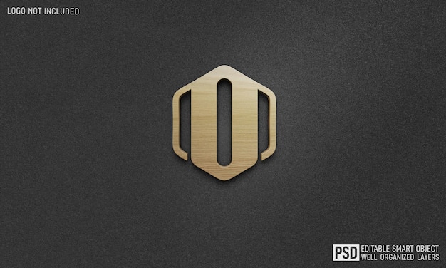 Mockup di effetto di stile del testo di logo della parete di legno 3d