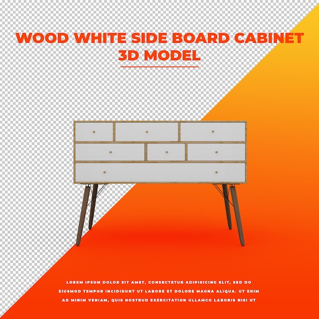 Wood white side board cabinet
