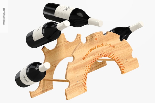 Wood wine rack mockup, floating