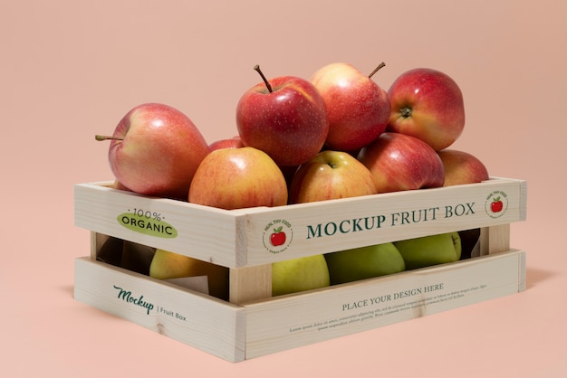 PSD wooden apple crate mock-up