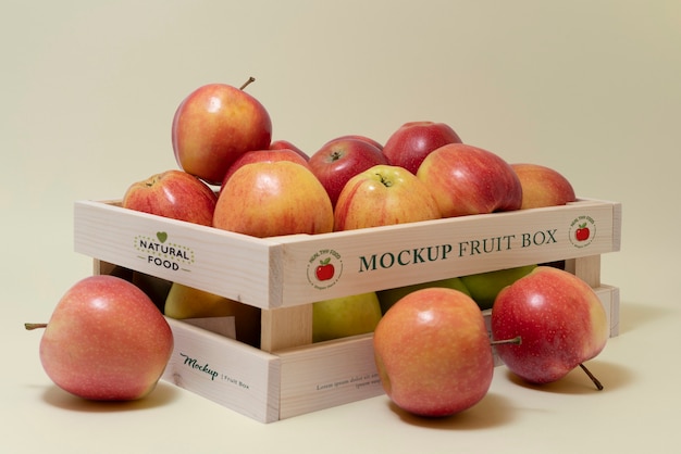 Wooden apple crate mock-up