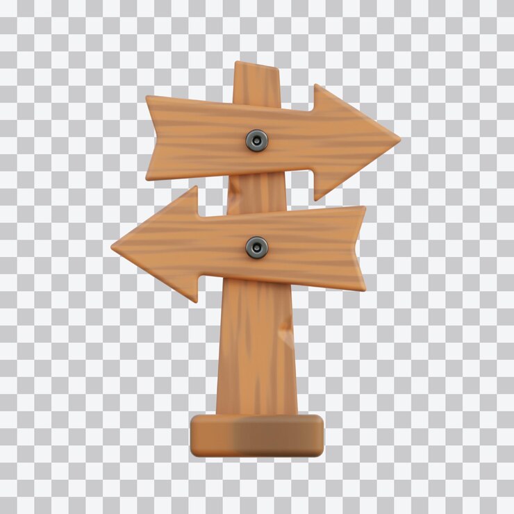 PSD wooden arrow direction 3d-illustratie