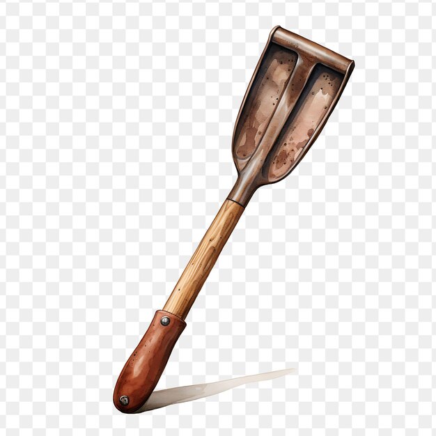 PSD a wooden axe with a brown handle sits on a white background