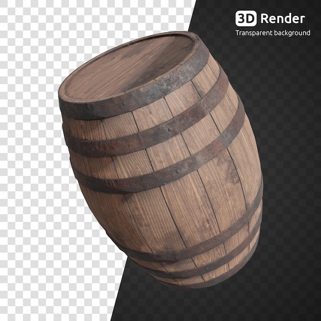 Wooden barrel isolated on transparent background