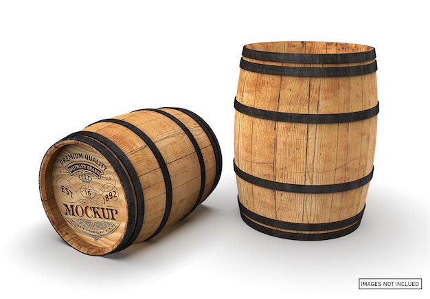PSD wooden barrel mockup