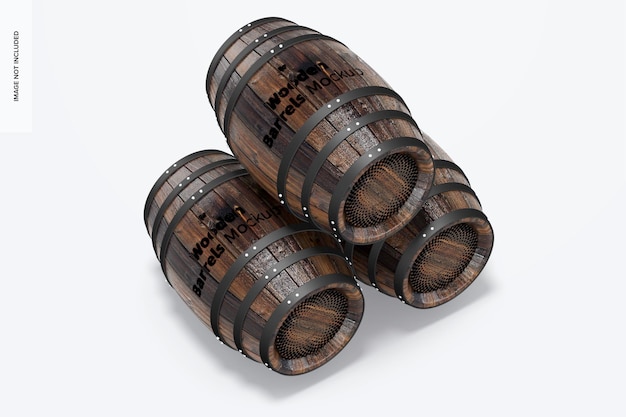 Wooden Barrels mockup set