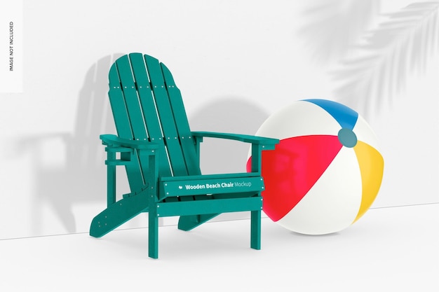 Wooden beach chair mockup with ball