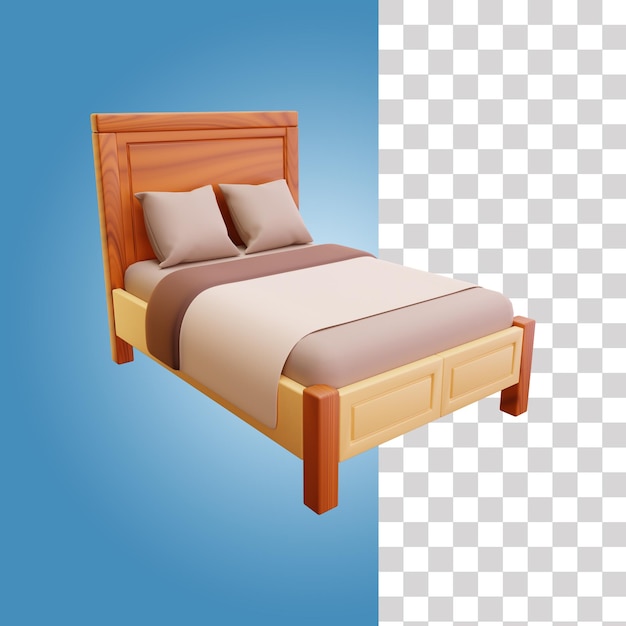 Wooden bed 3d icon