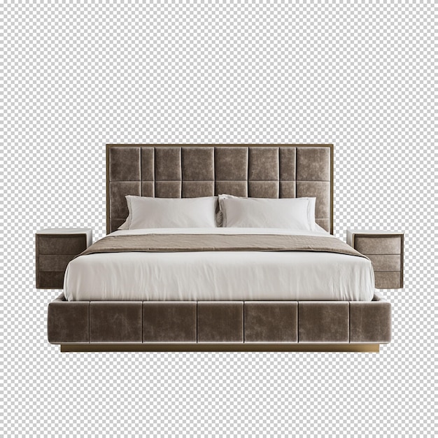 Wooden Bed with Nightstands and Lamps