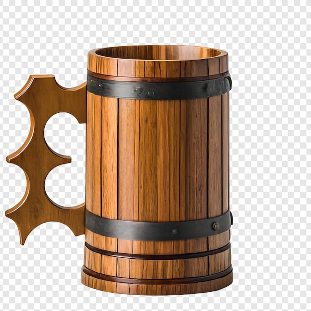 A wooden beer mug png isolated on transparent background psd