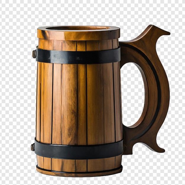 A wooden beer mug png isolated on transparent background psd