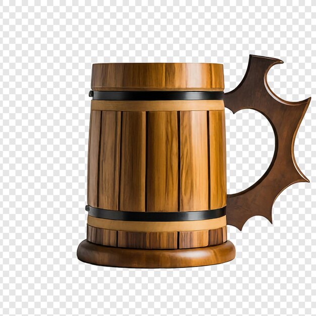 PSD a wooden beer mug png isolated on transparent background psd