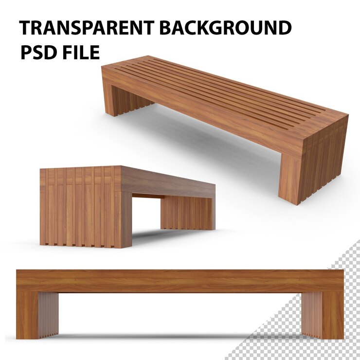 PSD wooden bench png