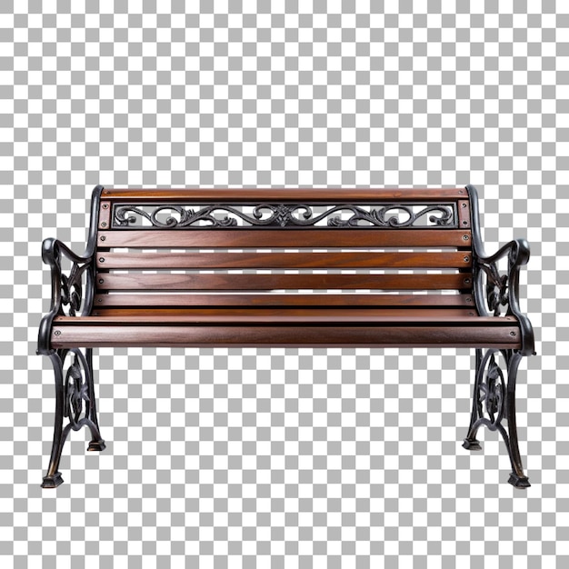 Wooden bench on transparent background