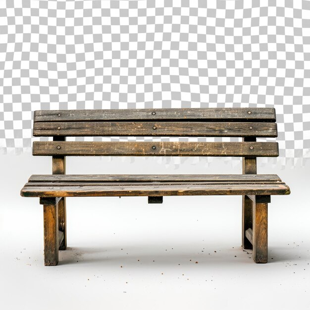 PSD a wooden bench with a white background with a few pieces of debris on it