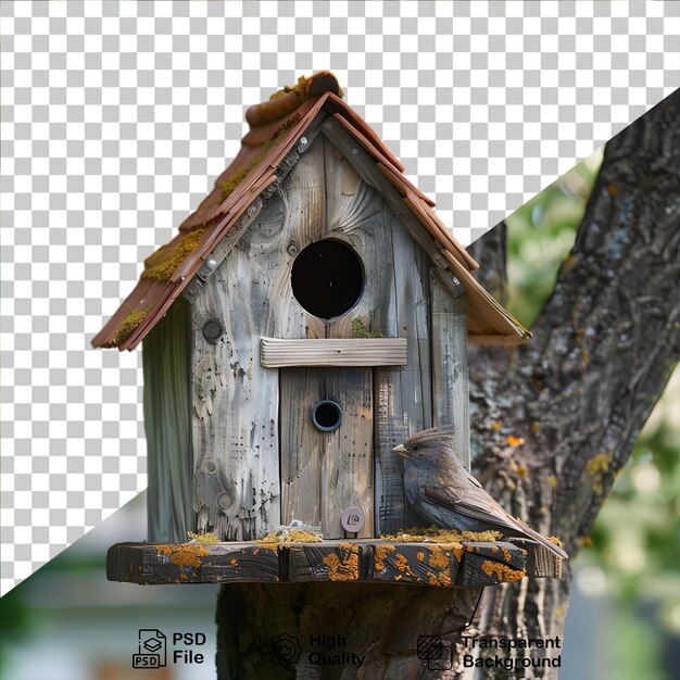 PSD wooden birdhouse design on transparent background with png file