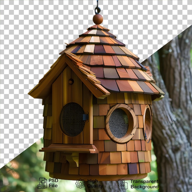 PSD wooden birdhouse design on transparent background with png file