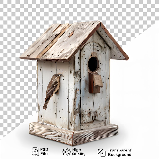 PSD wooden birdhouse design on transparent background with png file