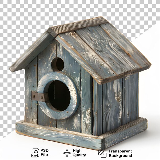 PSD wooden birdhouse design on transparent background with png file