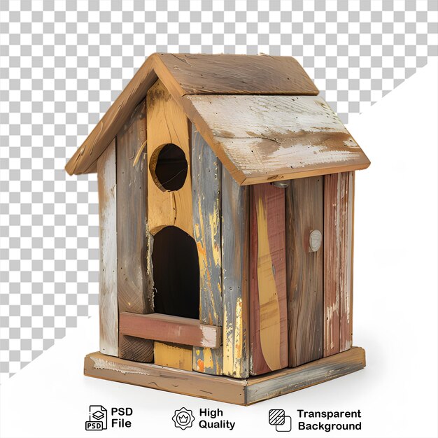 PSD wooden birdhouse design on transparent background with png file