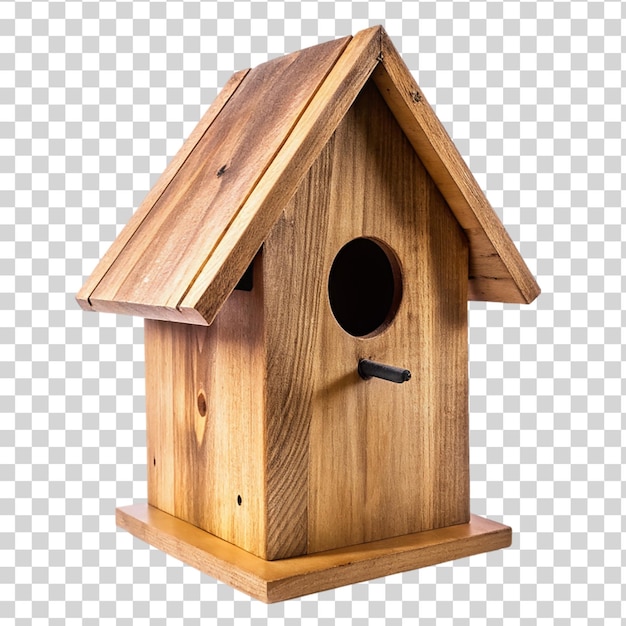 PSD wooden birdhouse isolated on transparent background