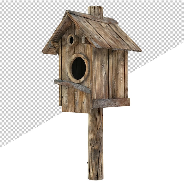 PSD a wooden birdhouse with a birdhouse on it