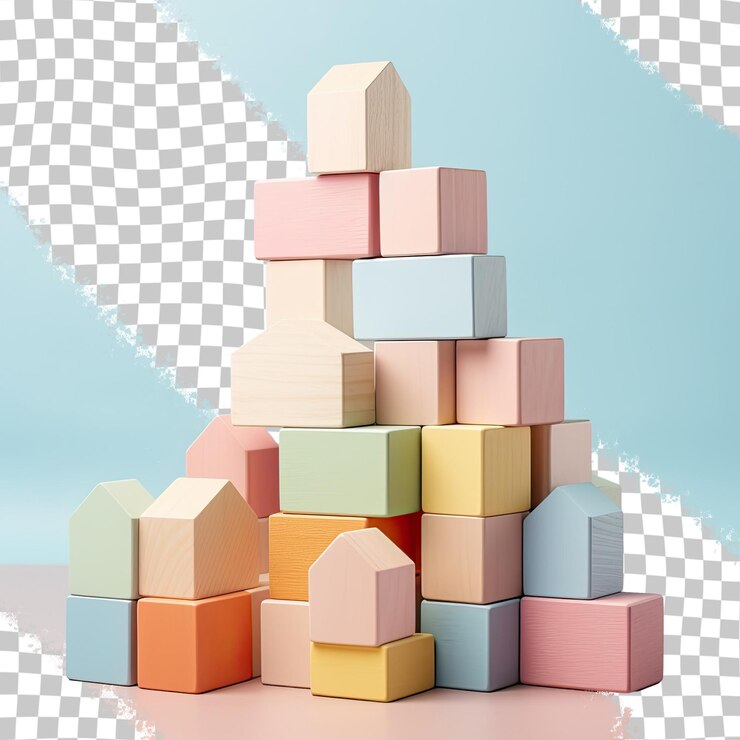 PSD wooden blocks transparent background