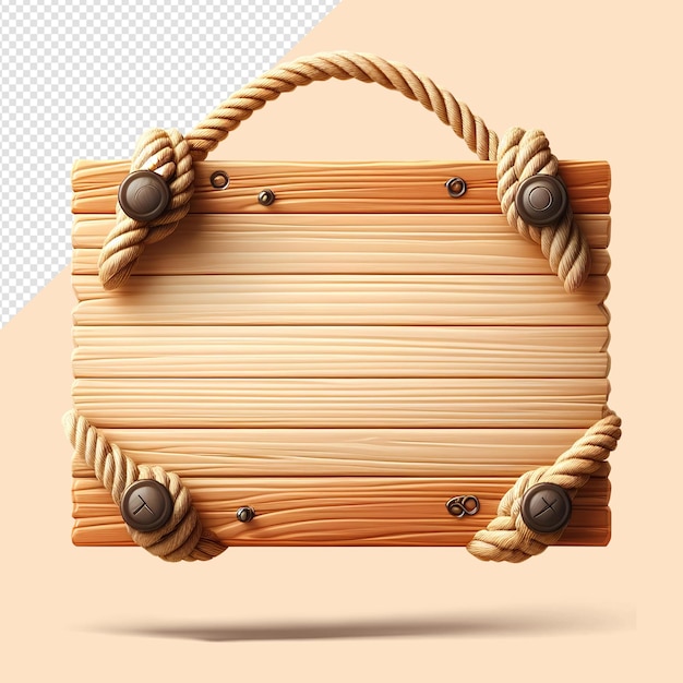 PSD wooden board hanging by ropes