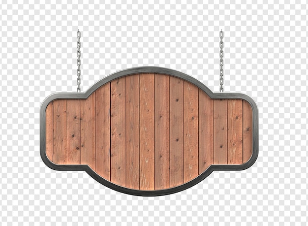 PSD wooden board with metal border and chain