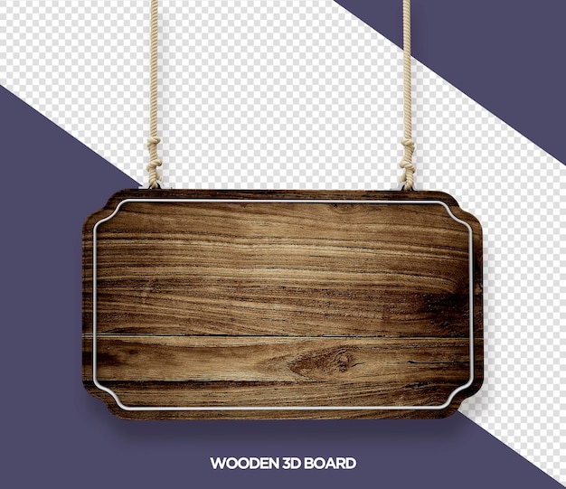 Wooden boards on ropes set 3d realistic signboards