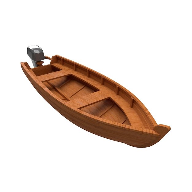 A wooden boat with a rotor for engine transportation