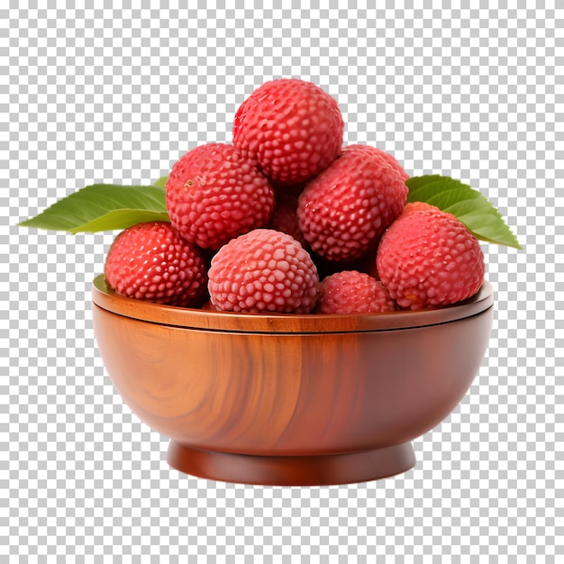 Wooden bowl of durian fruit isolated on transparent background