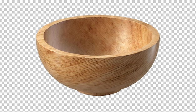 Wooden bowl isolated on transparent background