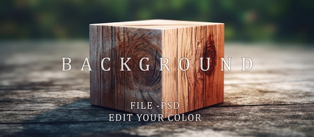 PSD wooden box blocks dark background