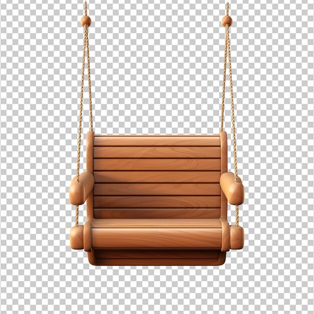 PSD wooden box chair swing chair transparent background png clipart in the style of uhd image aerial view social commentary plaques rounded brown carl kleiner on white background