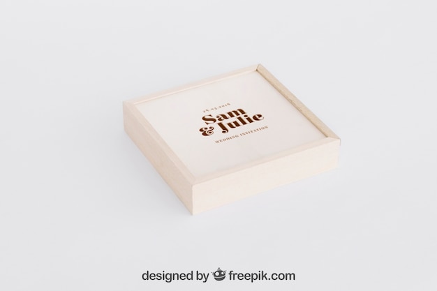 Wooden box mockup for wedding