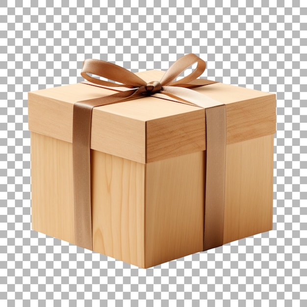 Imballaggio in scatola di legno su sfondo trasparente