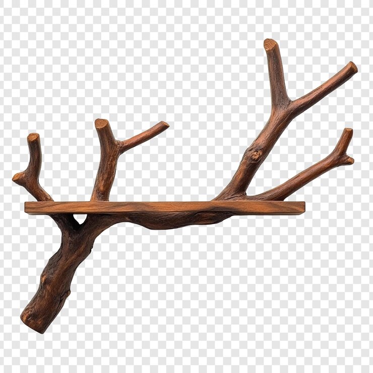 PSD wooden branch shelf