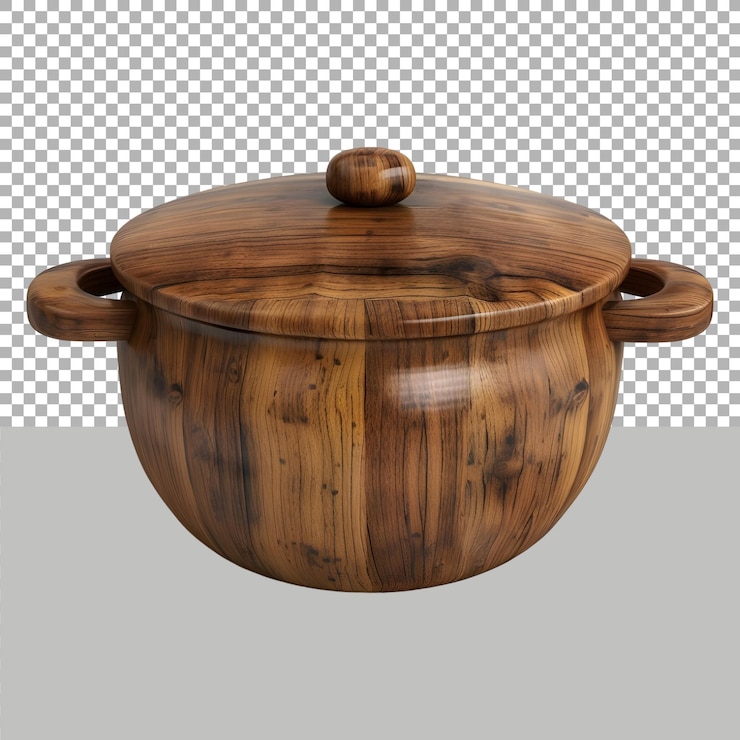 PSD wooden bread pot on transparent background ai generated