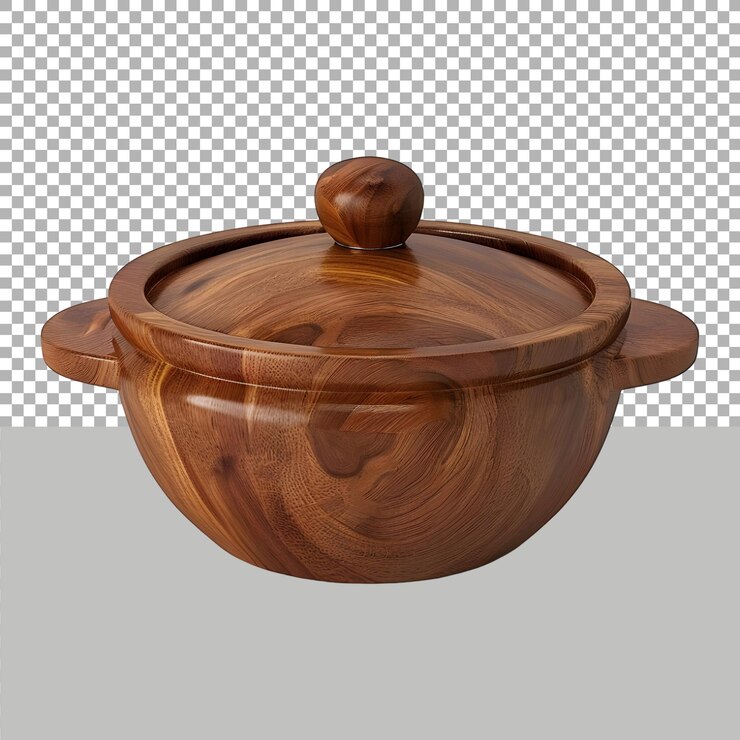 PSD wooden bread pot on transparent background ai generated